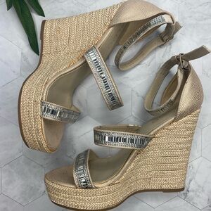 Aldo Afewiel rhinestone wedge heel sandals in size 8.5